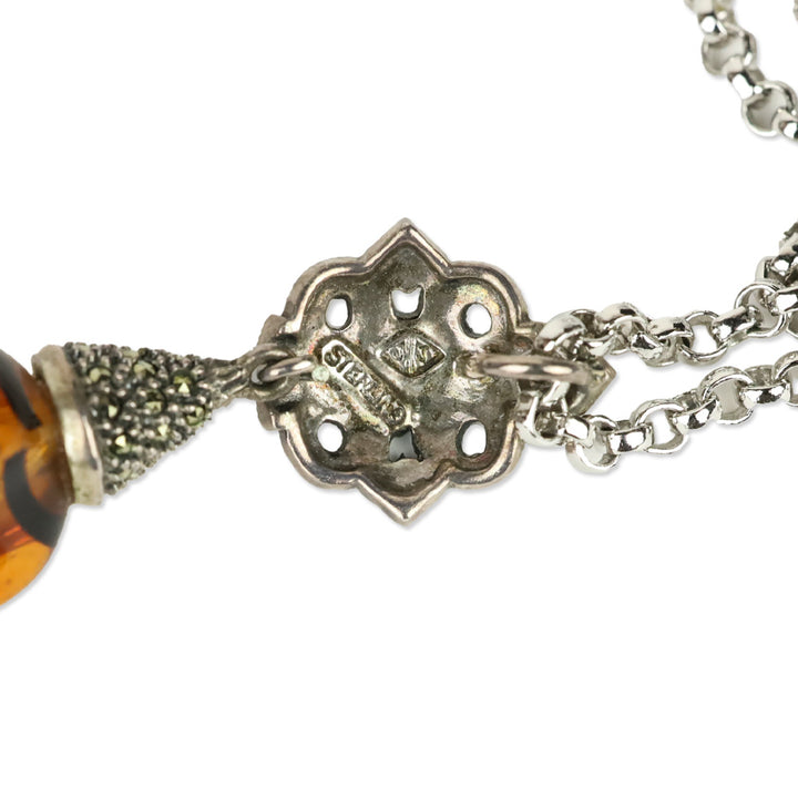 Judith Jack 925 Brown-Stone Marcasite Chain Y-Strand Necklace