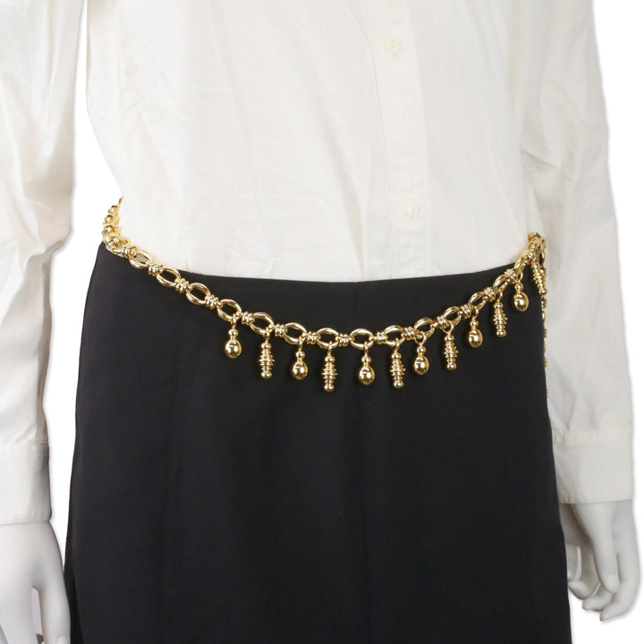 Judith Leiber Gold Chainlink & Charm Belt