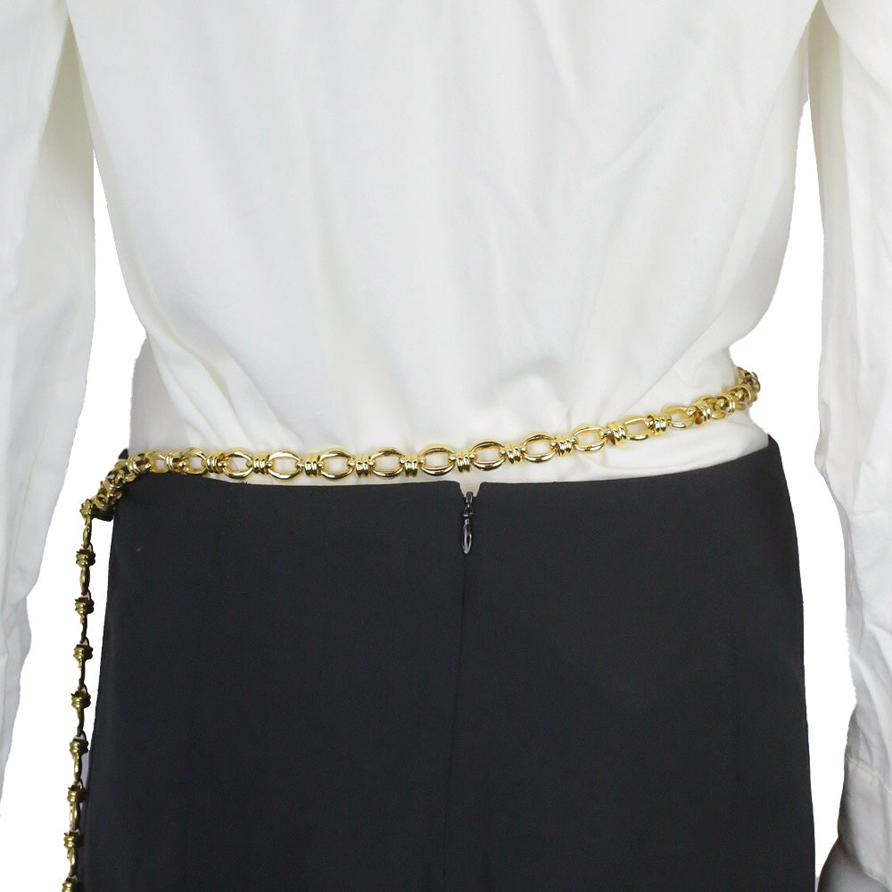 Judith Leiber Gold Chainlink & Charm Belt