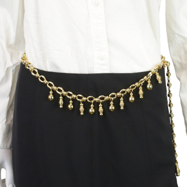 Judith Leiber Gold Chainlink & Charm Belt