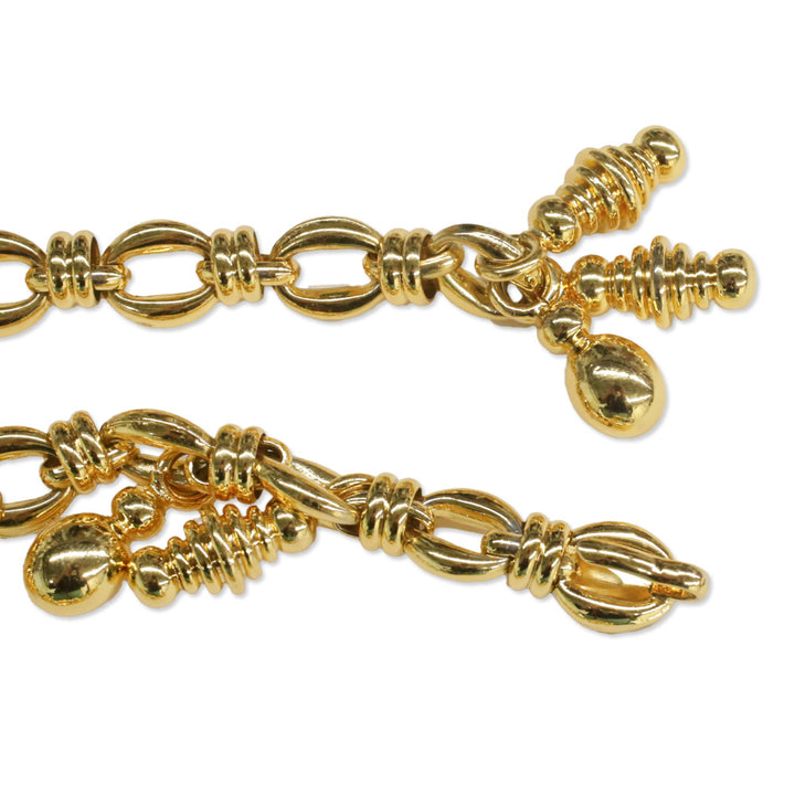 Judith Leiber Gold Chainlink & Charm Belt