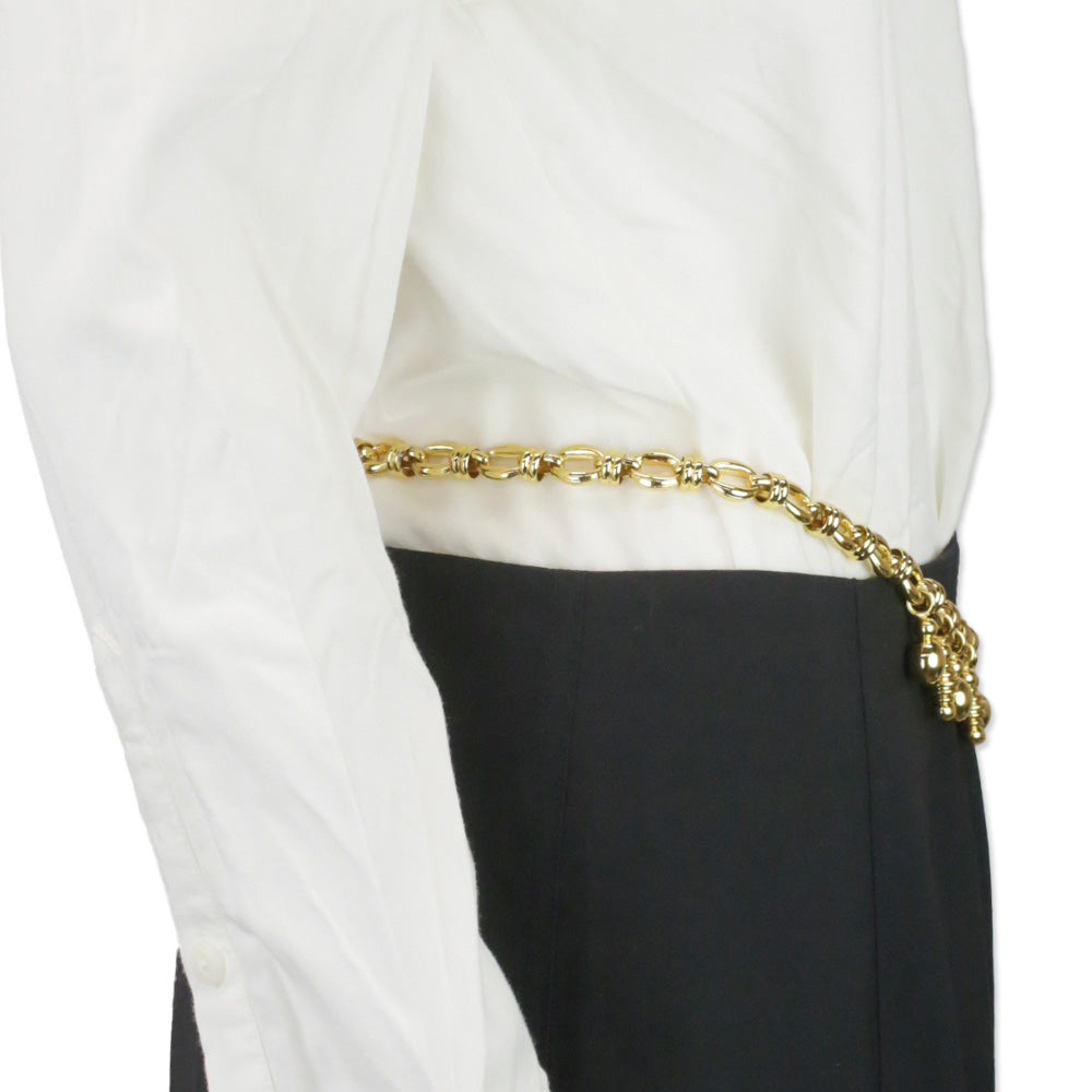 Judith Leiber Gold Chainlink & Charm Belt
