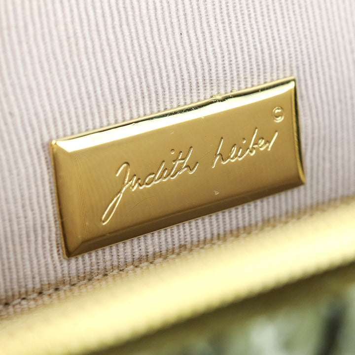 Judith Leiber Moss Snakeskin Kiss-Lock Clutch with Chain