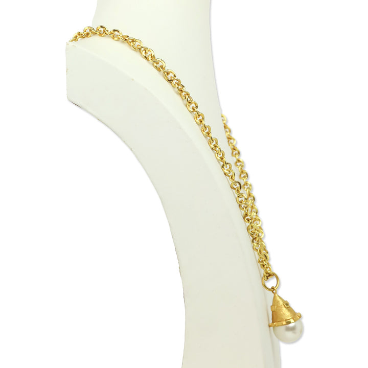 Julie Vos Long Gold Faux Pearl Drop Pendant Necklace