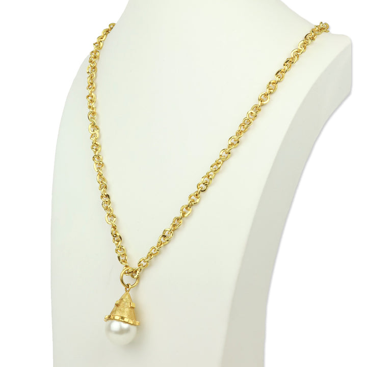 Julie Vos Long Gold Faux Pearl Drop Pendant Necklace