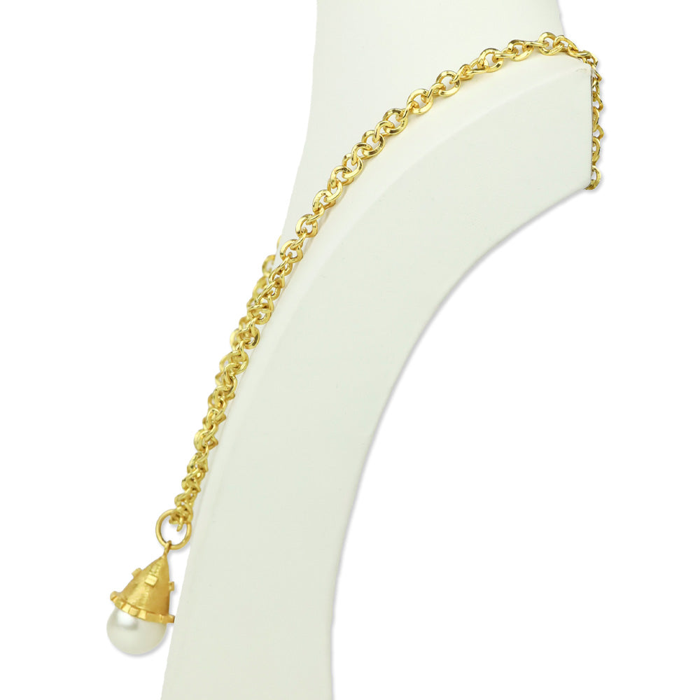 Julie Vos Long Gold Faux Pearl Drop Pendant Necklace