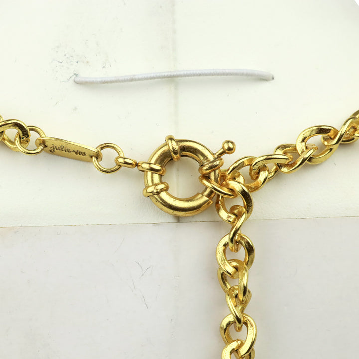 Julie Vos Long Gold Faux Pearl Drop Pendant Necklace