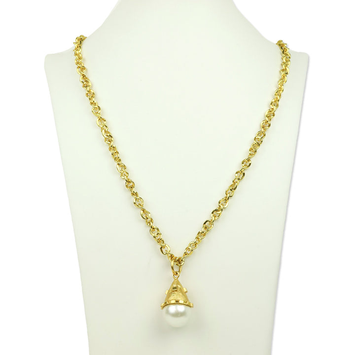 Julie Vos Long Gold Faux Pearl Drop Pendant Necklace