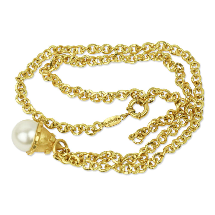 Julie Vos Long Gold Faux Pearl Drop Pendant Necklace