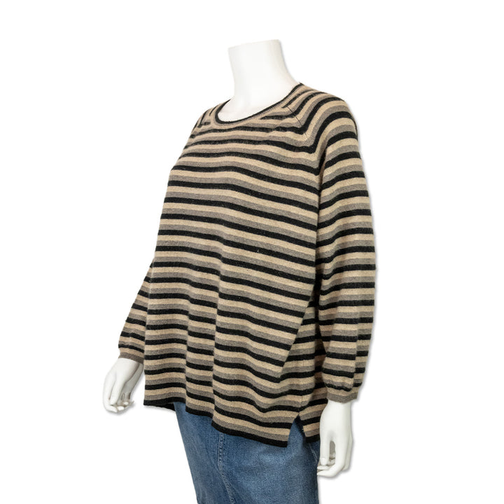 Jumper Black and Gray Striped Cashmere Sweater