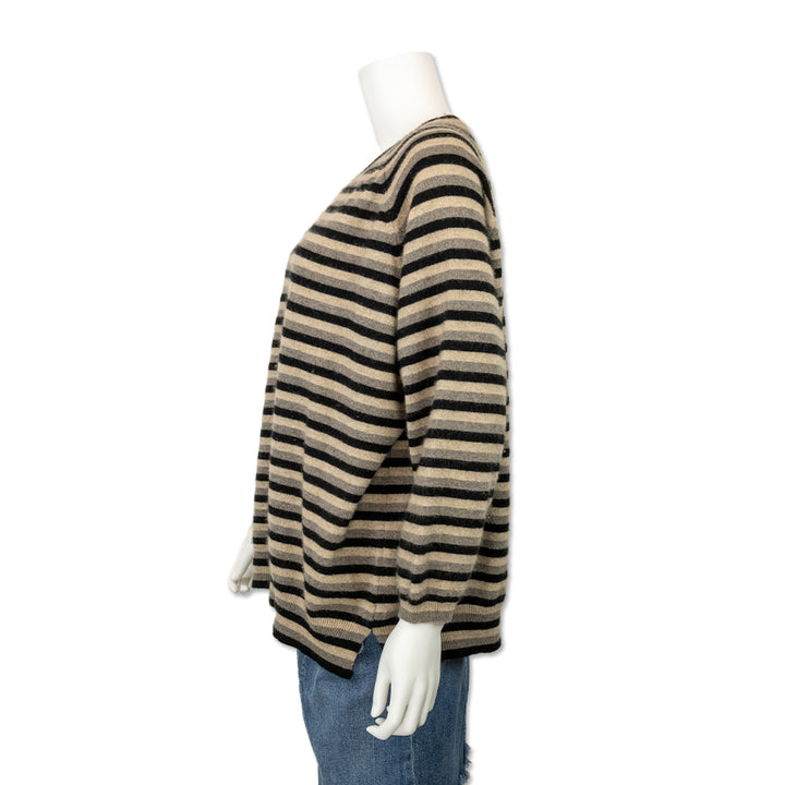 Jumper Black and Gray Striped Cashmere Sweater