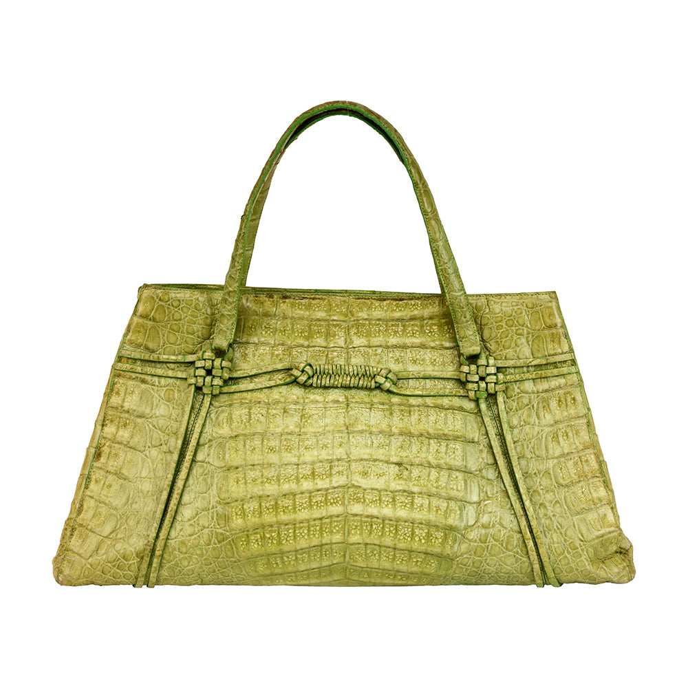 Strathberry Ace Mini Croc-embossed Crossbody Bag in Green