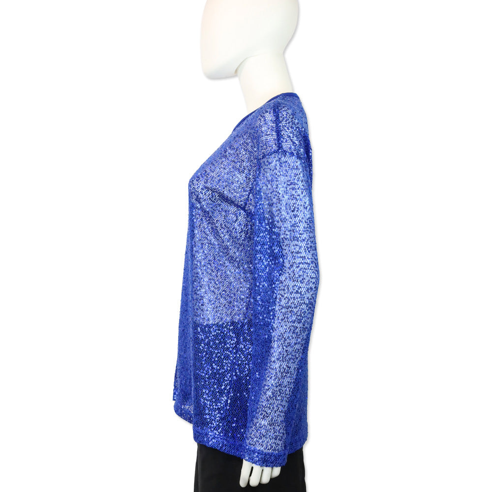 Junya Watanabe x Comme des Garçons Blue Sequin Fishnet Long Sleeve Top