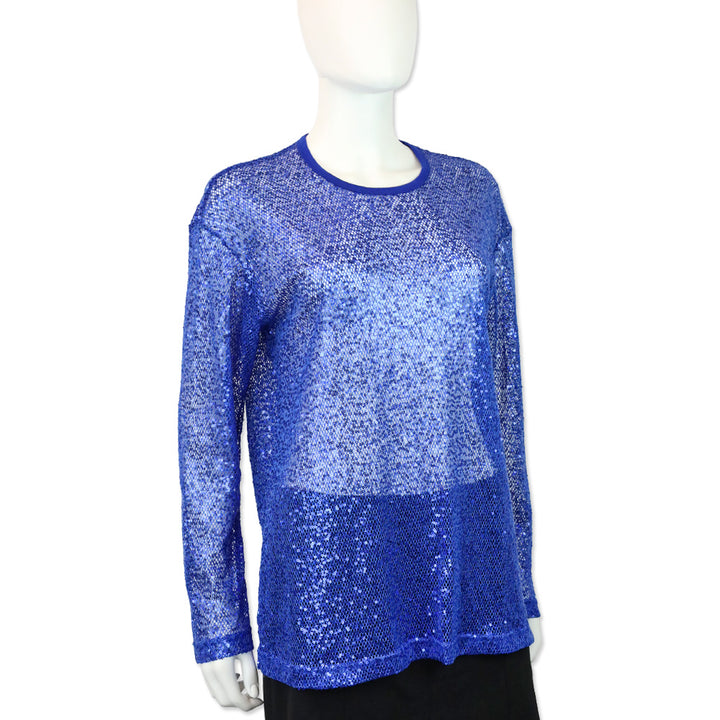 Junya Watanabe x Comme des Garçons Blue Sequin Fishnet Long Sleeve Top