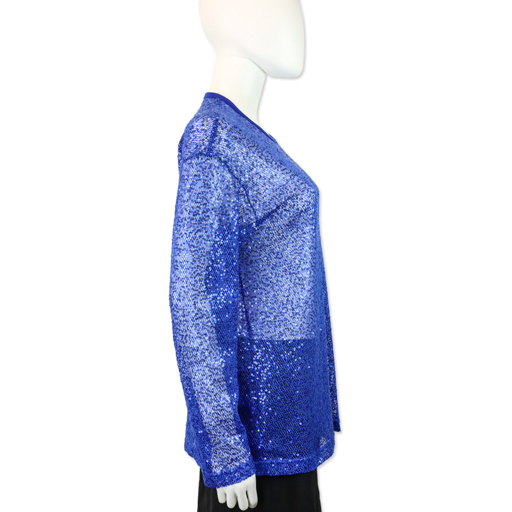 Junya Watanabe x Comme des Garçons Blue Sequin Fishnet Long Sleeve Top