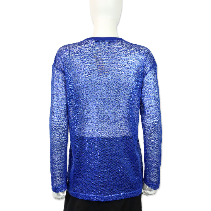 Junya Watanabe x Comme des Garçons Blue Sequin Fishnet Long Sleeve Top