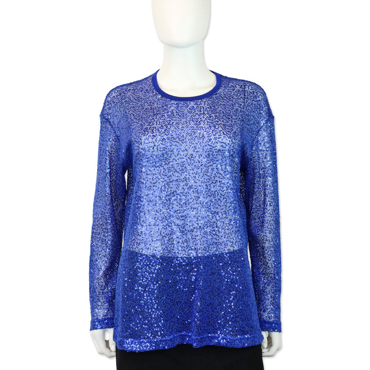 Junya Watanabe x Comme des Garçons Blue Sequin Fishnet Long Sleeve Top