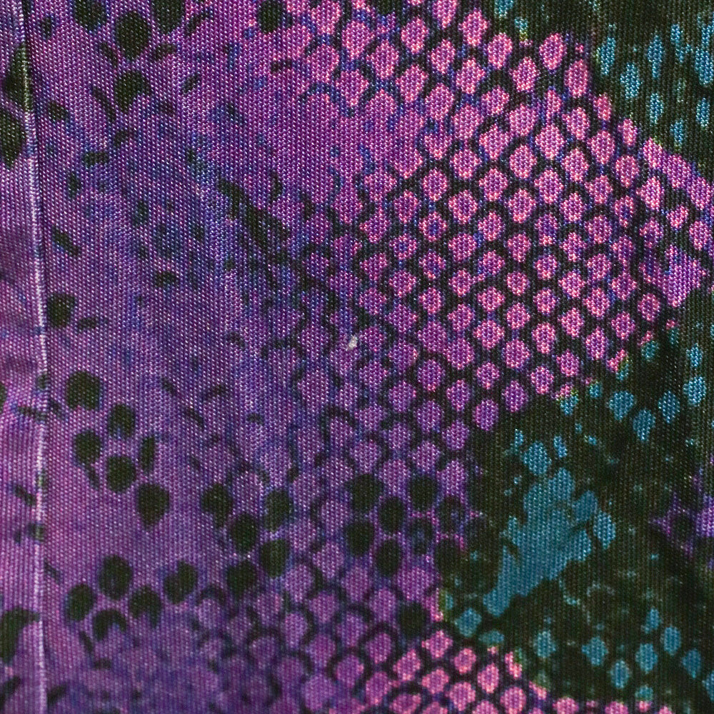 Just Cavalli Purple Snakeskin Print Jersey L/S Mock Neck Mini Dress