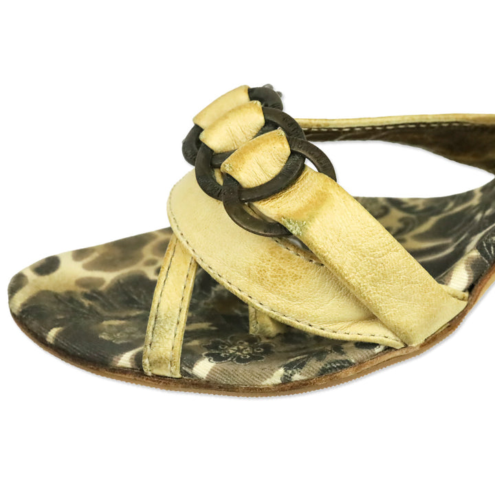 Just Cavalli Tan Leather Ankle Wrap Sandal