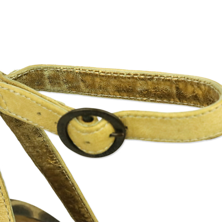 Just Cavalli Tan Leather Ankle Wrap Sandal