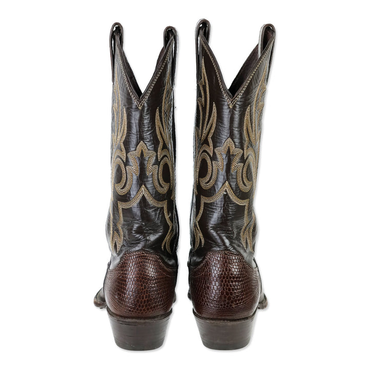 Justin Chocolate Brown Burgundy Lizard Leather Cowboy Boot