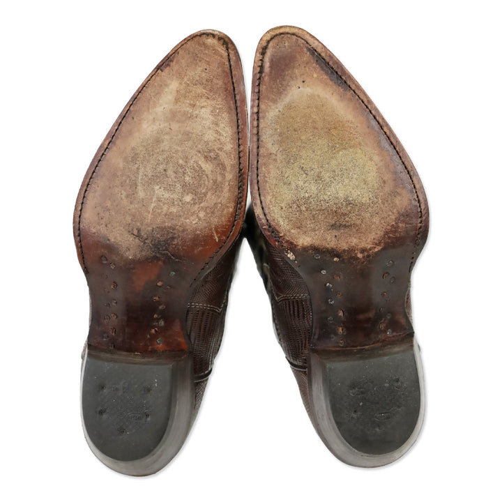 Justin Chocolate Brown Burgundy Lizard Leather Cowboy Boot