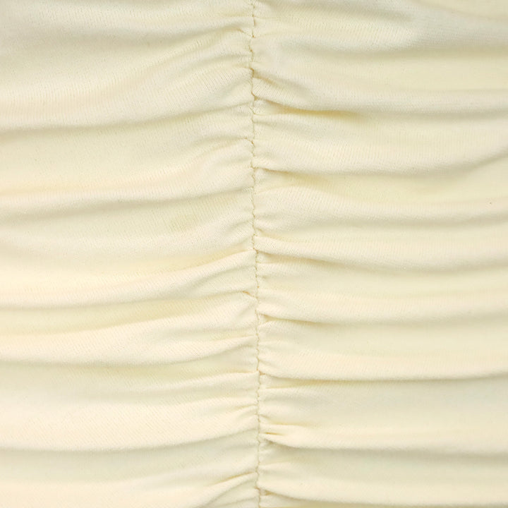 KHAITE Ecru Shelly Ruched Stretch Cotton Cami Tank Top