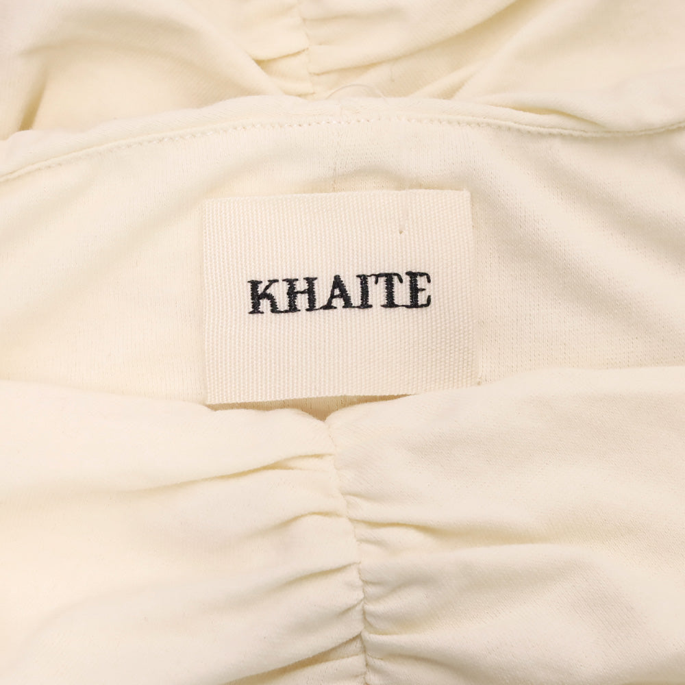 KHAITE Ecru Shelly Ruched Stretch Cotton Cami Tank Top