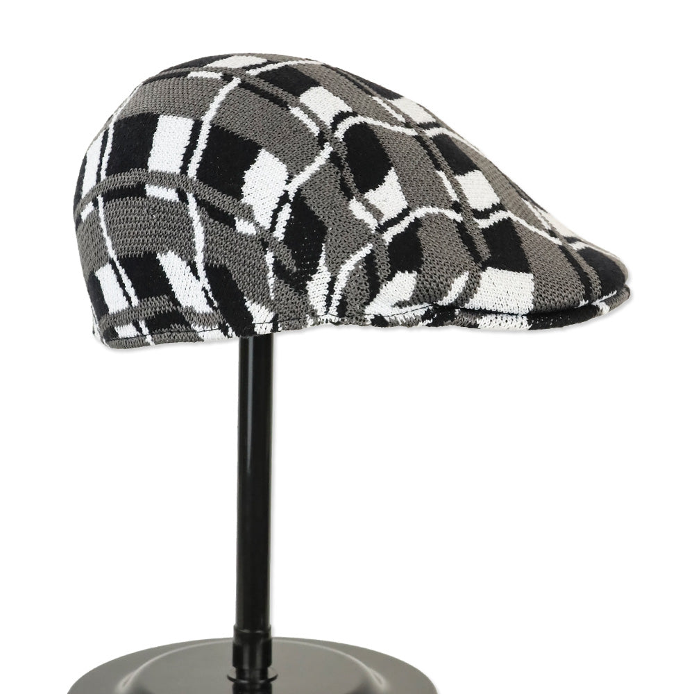 Kangol Black/White Pattern Knit Paperboy Hat