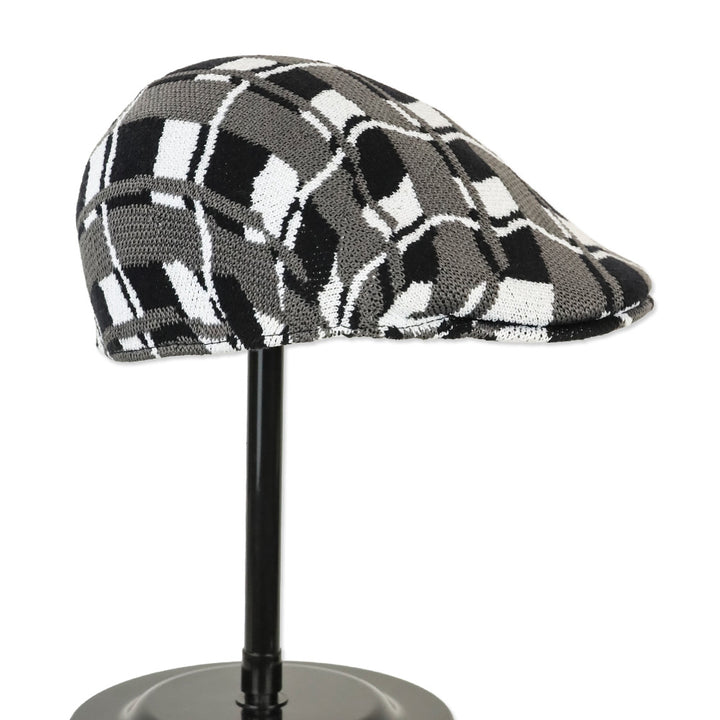 Kangol Black/White Pattern Knit Paperboy Hat