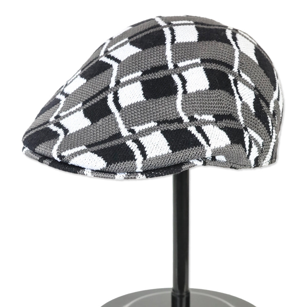 Kangol Black/White Pattern Knit Paperboy Hat