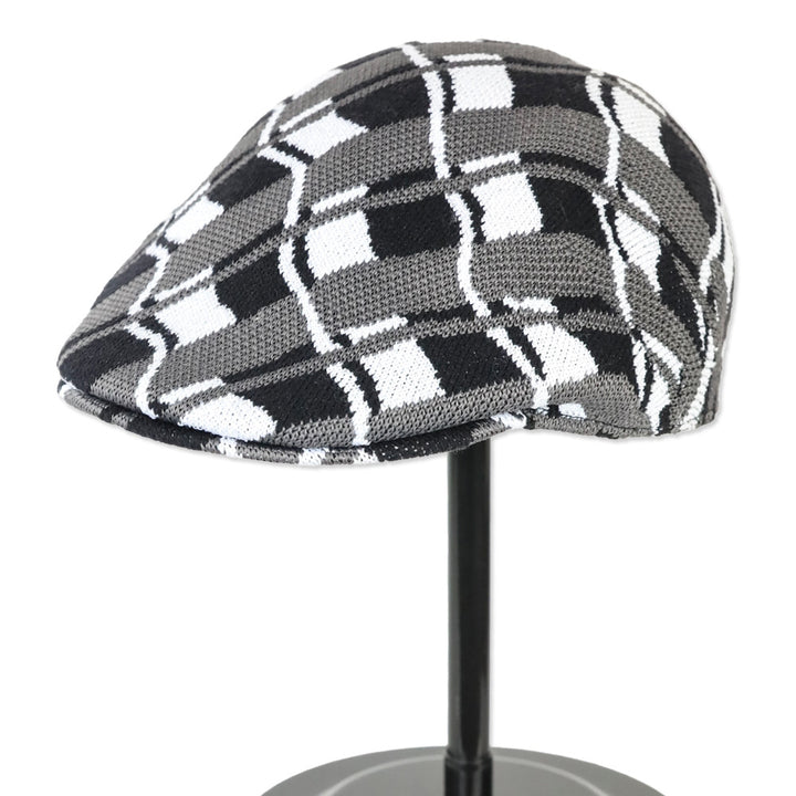 Kangol Black/White Pattern Knit Paperboy Hat