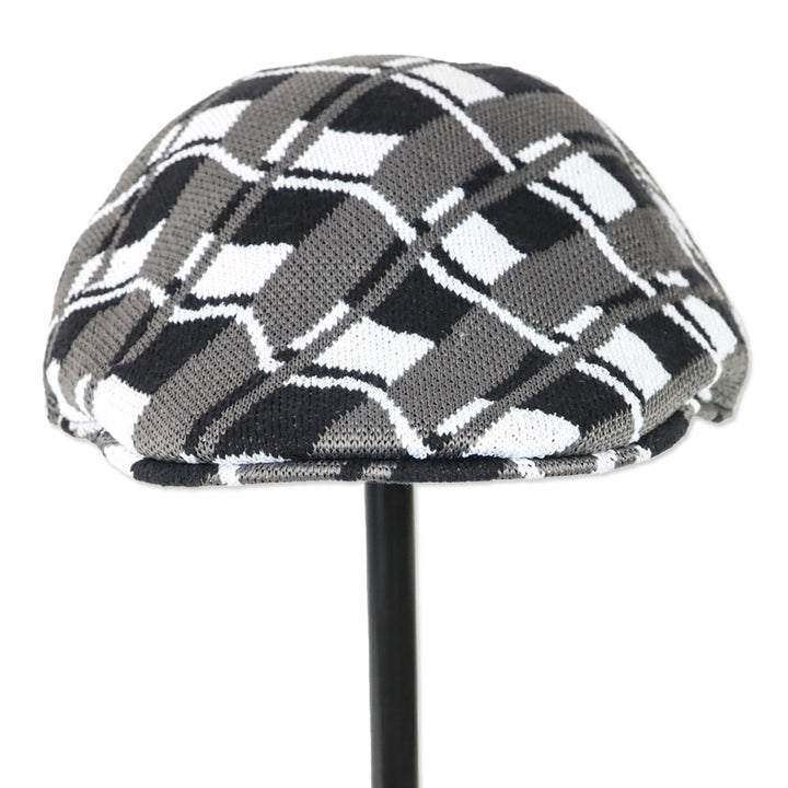 Kangol Black/White Pattern Knit Paperboy Hat