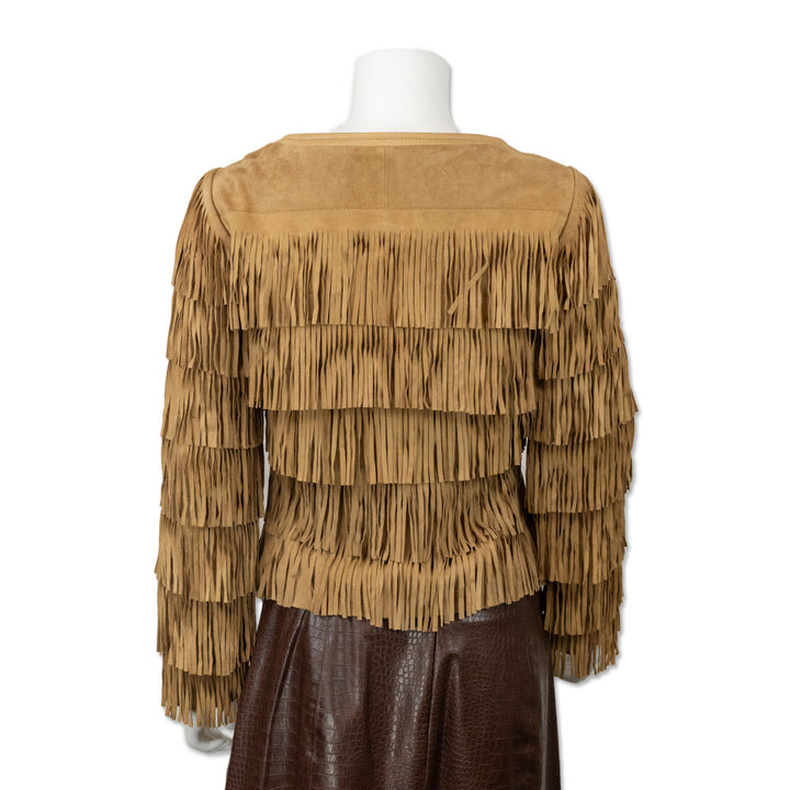 Karen Millen Tan Suede Fringe Jacket