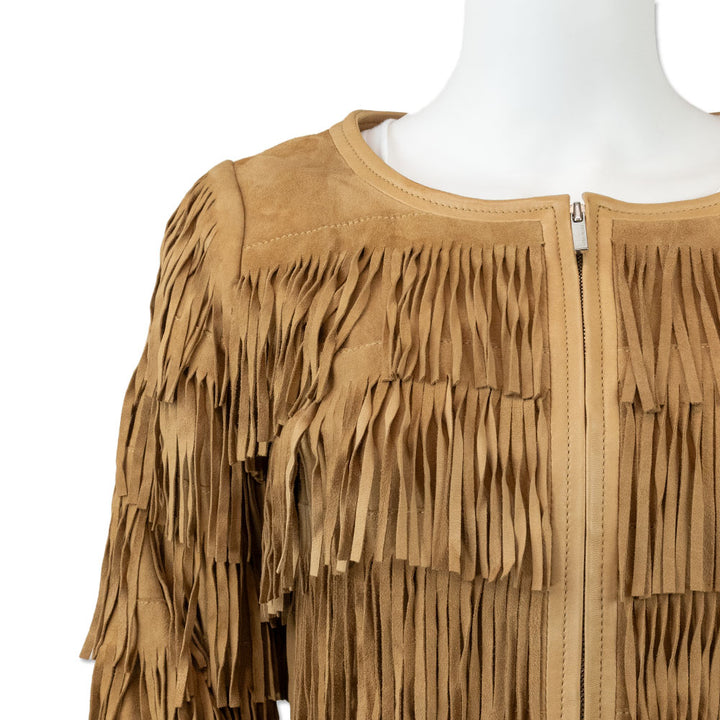 Karen Millen Tan Suede Fringe Jacket