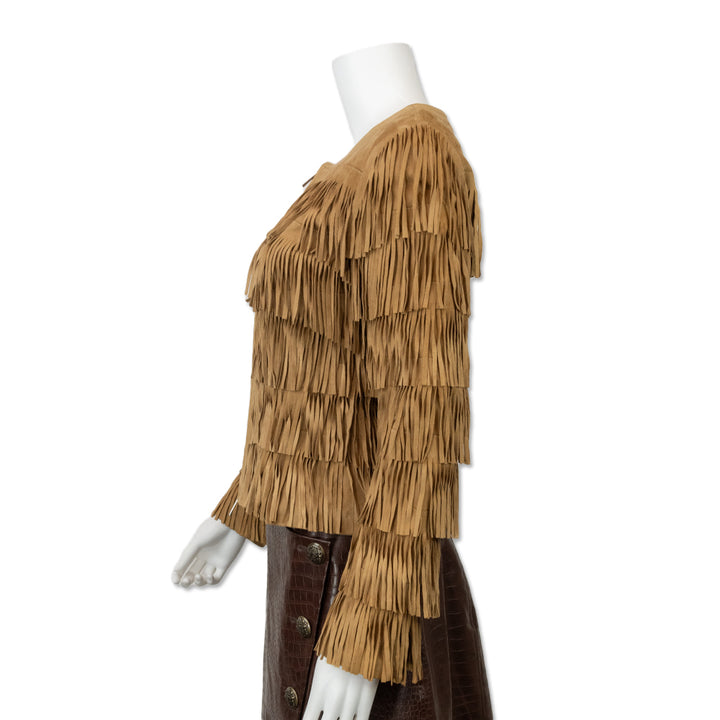 Karen Millen Tan Suede Fringe Jacket