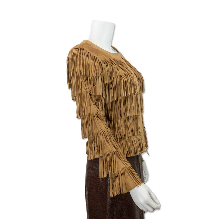 Karen Millen Tan Suede Fringe Jacket