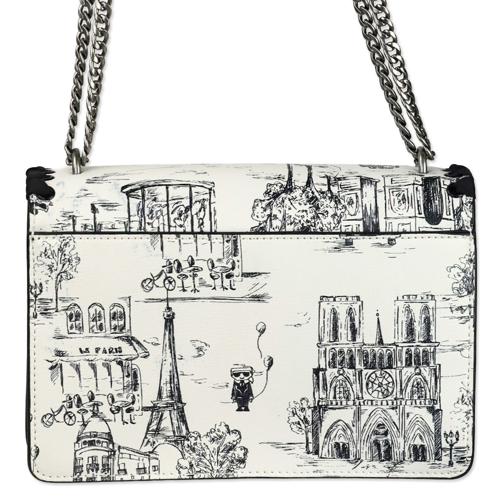 Karl Lagerfeld Black/White Toile Corinne Crossbody Bag