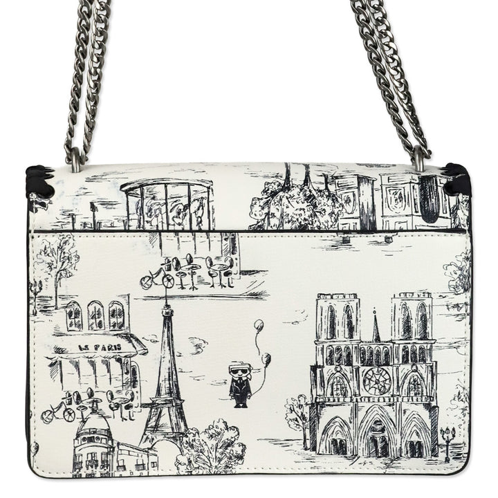 Karl Lagerfeld Black/White Toile Corinne Crossbody Bag