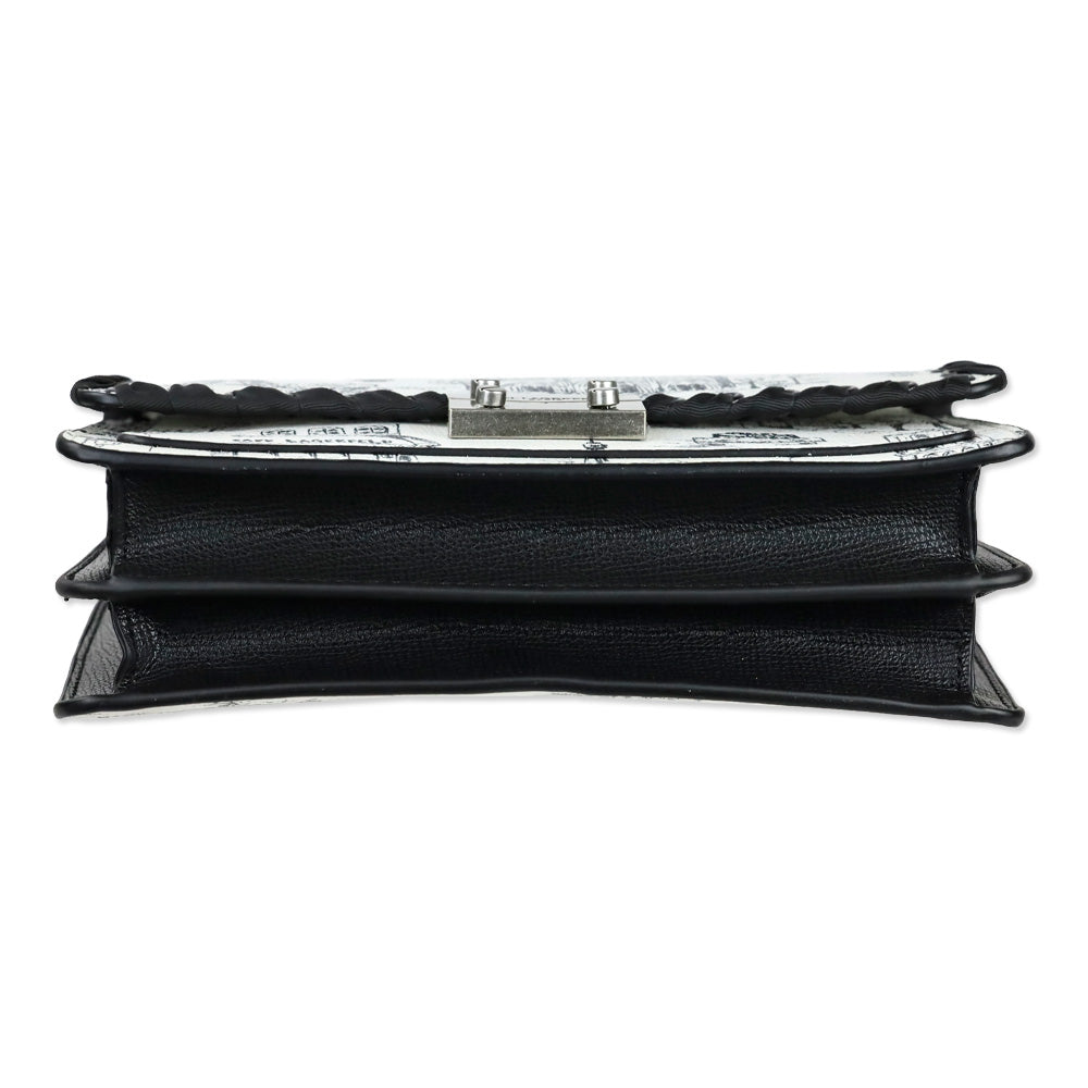 Karl Lagerfeld Black/White Toile Corinne Crossbody Bag