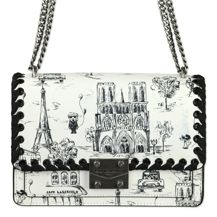 Karl Lagerfeld Black/White Toile Corinne Crossbody Bag