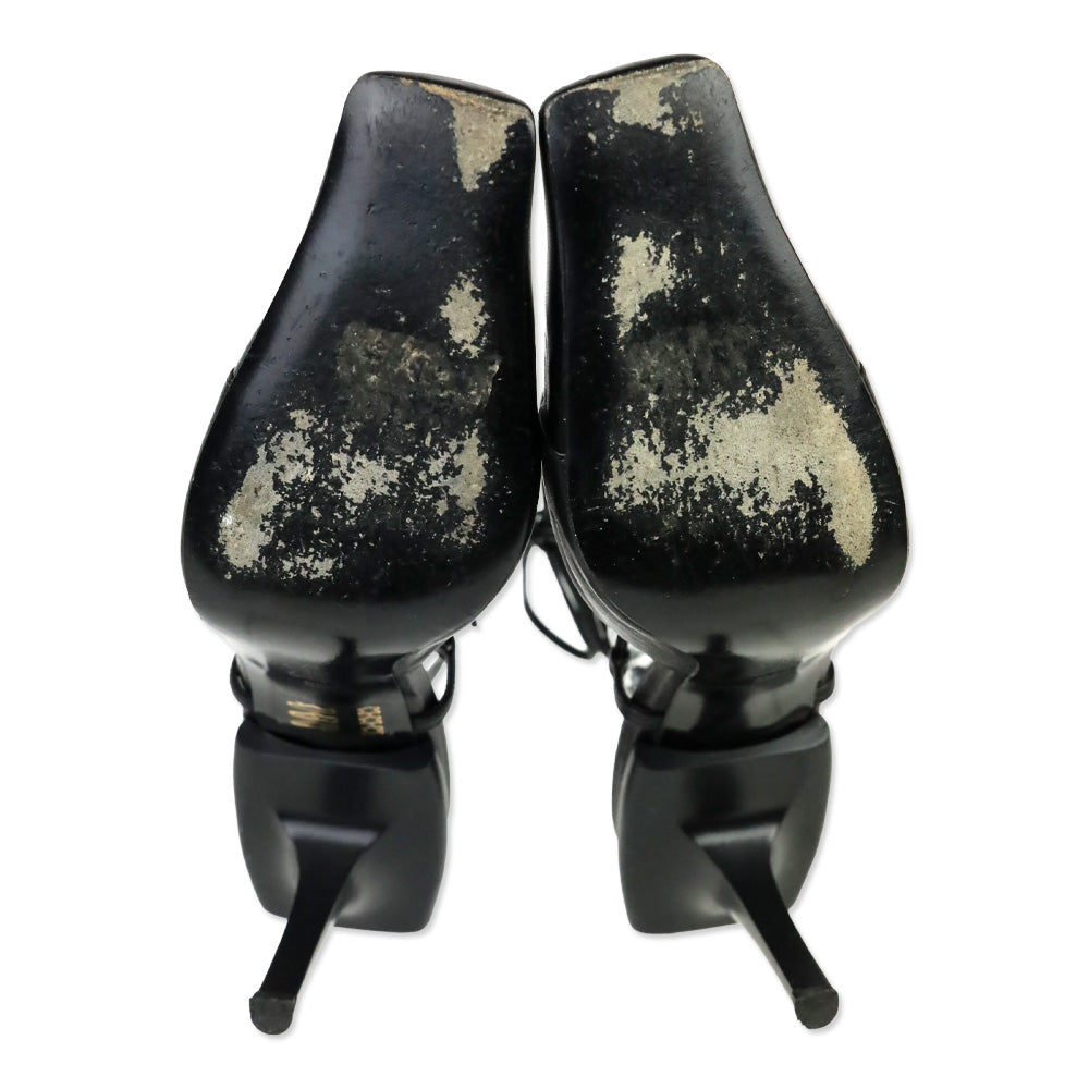 Karl Lagerfeld Vintage Black Leather Square Toe Strappy Sandal