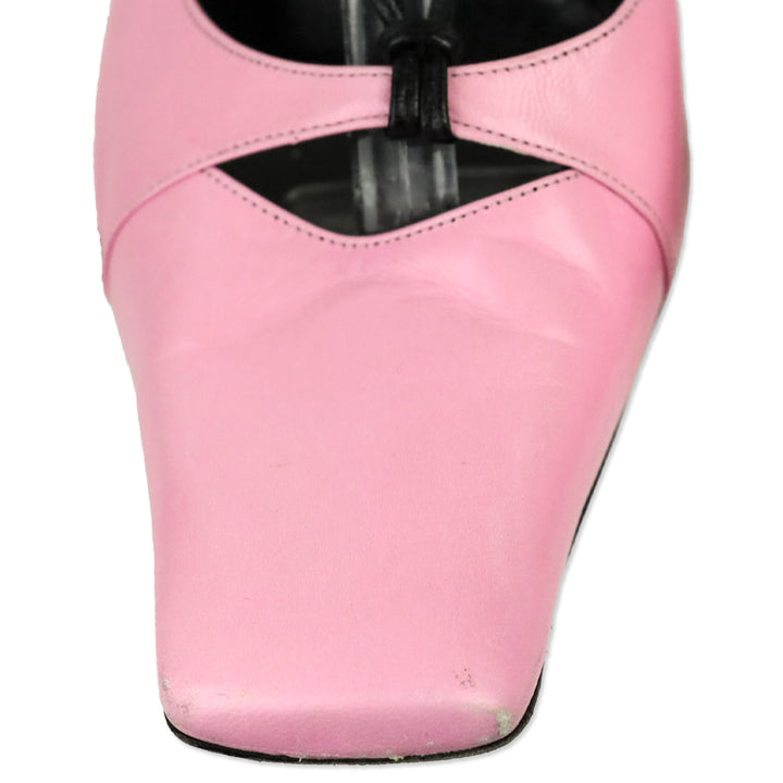Karl Lagerfeld Vintage Pink Leather Square Toe Strappy Sandal