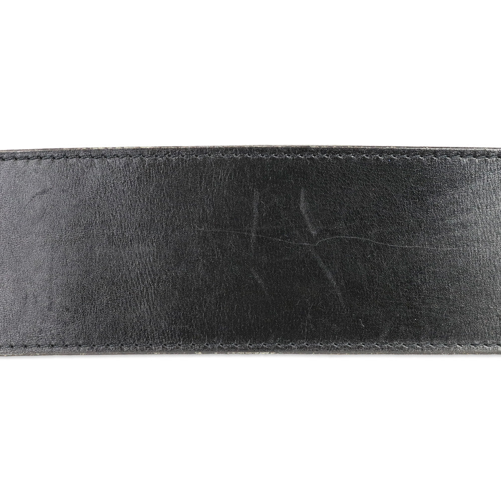 Karl Lagerfeld Vintage Wide Black Leather Gold Logo Buckle Belt