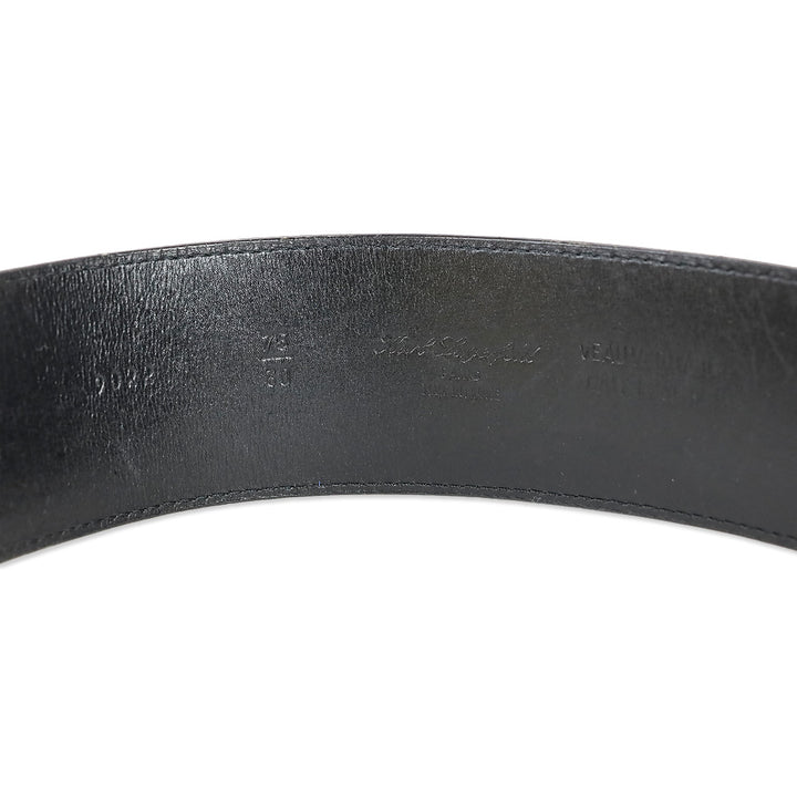 Karl Lagerfeld Vintage Wide Black Leather Gold Logo Buckle Belt