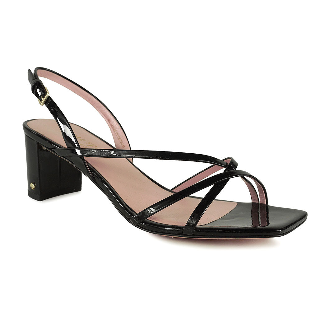 Kate Spade Black Patent Leather Strappy Sandals