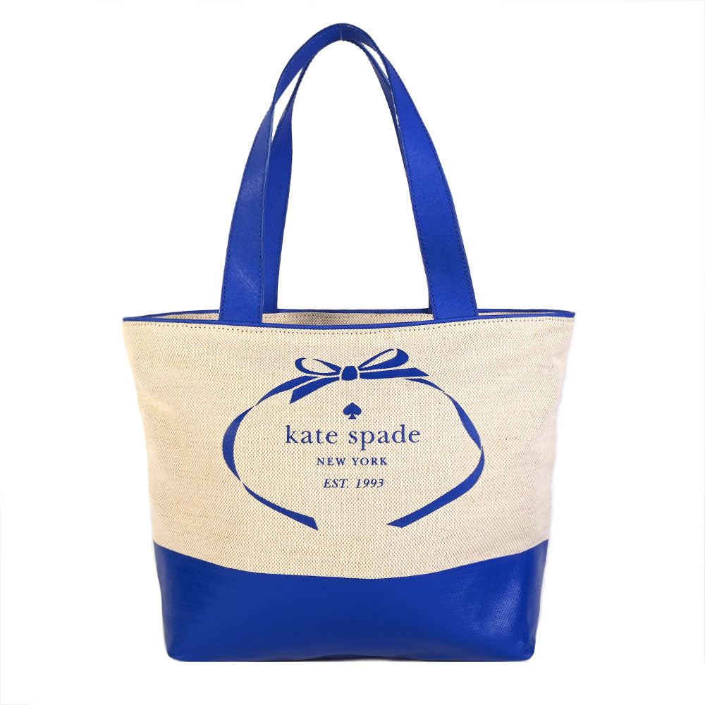 Kate Spade Canvas & Blue Leather Tote Bag