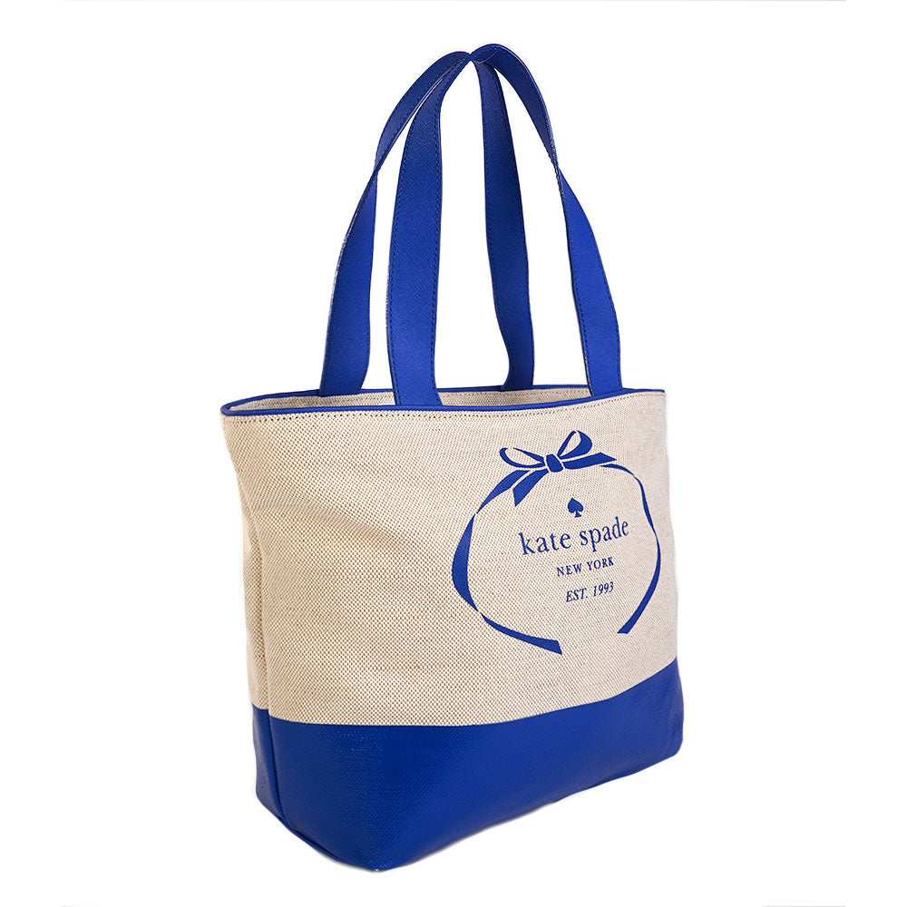 Kate Spade Canvas & Blue Leather Tote Bag