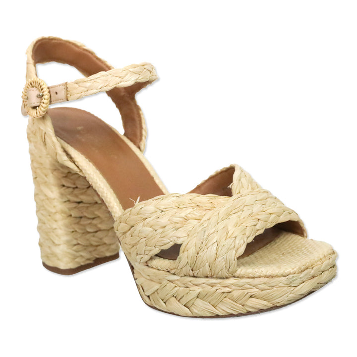 Kate Spade Beige Braided Raffia Jute Sandal