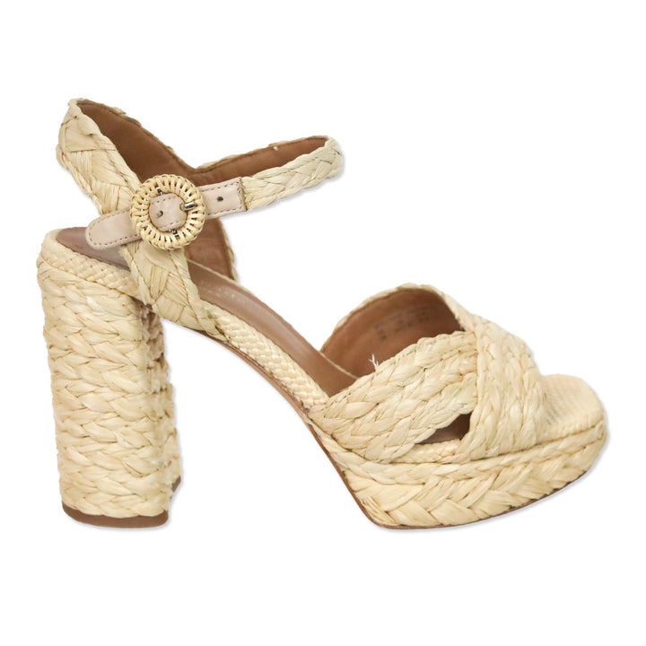 Kate Spade Beige Braided Raffia Jute Sandal